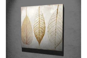 Canvastavla 45x45 cm - Torkade löv i guldtoner - Guld / Beige / Vit - Inredning - Tavlor & posters - Canvastavla