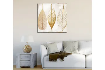 Canvastavla 45x45 cm - Torkade löv i guldtoner - Guld / Beige / Vit - Inredning - Tavlor & posters - Canvastavla