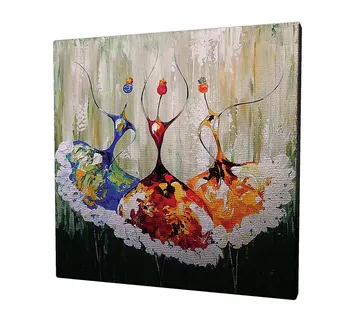 Canvastavla 45x45 cm - Tre stiliserade dansare i färgglada klänningar - Röd / Blå / Orange - Inredning - Tavlor & posters - Canvastavla
