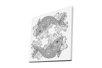 Canvastavla 45x45 cm - Två stiliserade fiskar i en dynamisk komposition - Svart / Vitt - Inredning - Tavlor & posters - Canvastavla