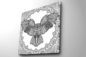 Canvastavla 45x45 cm - Uggla i detaljrik, svart och vit stil - Svart / Vit - Inredning - Tavlor & posters - Canvastavla