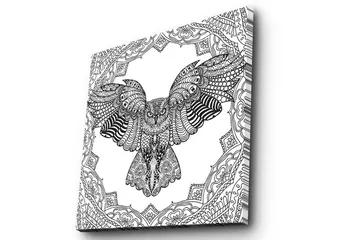 Canvastavla 45x45 cm - Uggla i detaljrik, svart och vit stil - Svart / Vit - Inredning - Tavlor & posters - Canvastavla