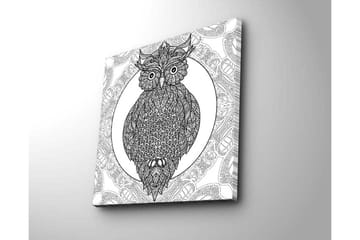 Canvastavla 45x45 cm - Uggla med intrikata mönster i svart och vitt - Svart / Vitt - Inredning - Tavlor & posters - Canvastavla