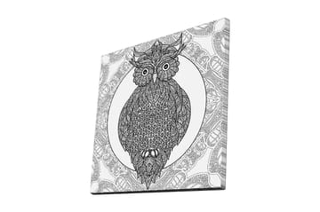 Canvastavla 45x45 cm - Uggla med intrikata mönster i svart och vitt - Svart / Vitt - Inredning - Tavlor & posters - Canvastavla