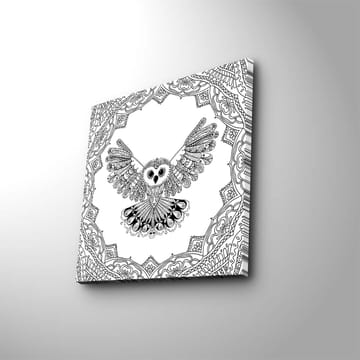 Canvastavla 45x45 cm - Uggla med utsträckta vingar i detaljrik ram - Svart / Vitt - Inredning - Tavlor & posters - Canvastavla