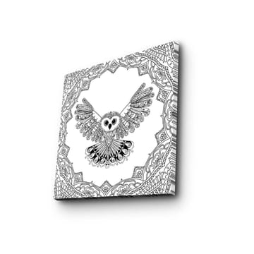 Canvastavla 45x45 cm - Uggla med utsträckta vingar i detaljrik ram - Svart / Vitt - Inredning - Tavlor & posters - Canvastavla