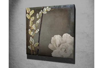 Canvastavla 45x45 cm - Vacker komposition av blommor och kvistar - Vit / Grå / Beige - Inredning - Tavlor & posters - Canvastavla