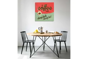 Canvastavla 45x45 cm - Vintage skylt för ett kafé med text och kaffekopp - Röd / Grön / Brun - Inredning - Tavlor & posters - Canvastavla