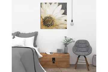 Canvastavla 45x45 cm - Vit blomma med svart mittpunkt och guldiga detaljer - Vit / Svart / Guld - Inredning - Tavlor & posters - Canvastavla