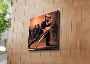 Canvastavla 45x45 cm - Passionerad tango mellan två dansare - Mörkröd / Svart / Beige - Inredning - Tavlor & posters - Canvastavla