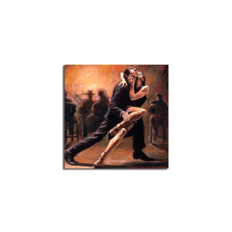 Canvastavla 45x45 cm - Passionerad tango mellan två dansare - Mörkröd / Svart / Beige - Inredning - Tavlor & posters - Canvastavla