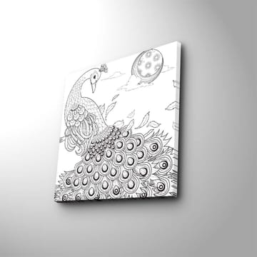 Canvastavla 45x45 cm - Påfågel med detaljerad fjäderdräkt - Svart / Vitt - Inredning - Tavlor & posters - Canvastavla
