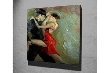 Canvastavla 45x45 cm - Passionerad tango mellan två dansare - Röd / Svart / Grön - Inredning - Tavlor & posters - Canvastavla