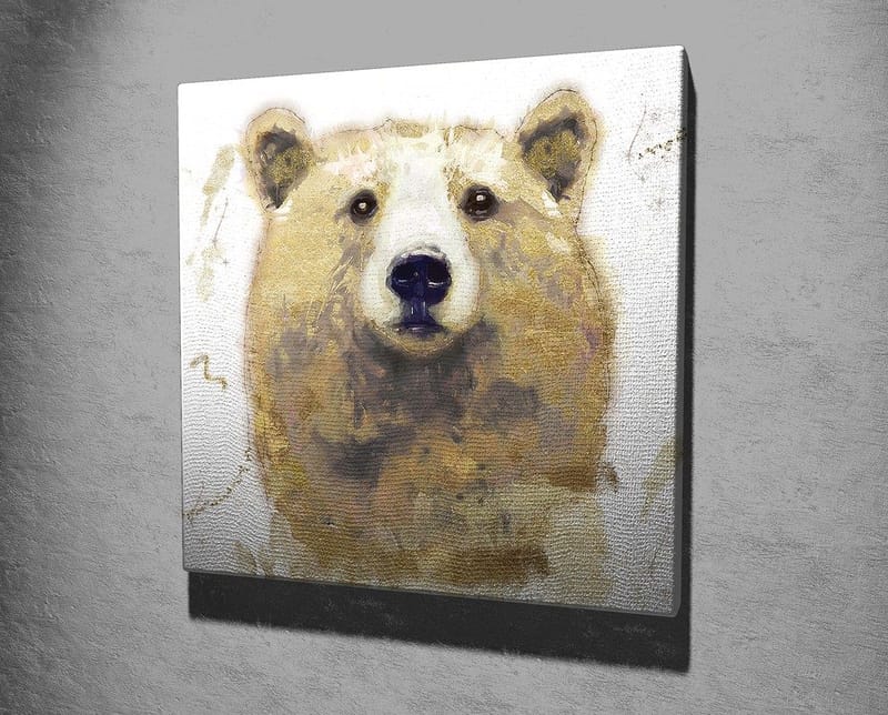 Canvastavla 45x45 cm - Porträtt av en björn med mjuka penseldrag - Beige / Brun / Vit - Inredning - Tavlor & posters - Canvastavla