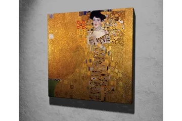 Canvastavla 45x45 cm - Porträtt av en kvinna i en gyllene klänning med dekorativa mönster - Guld / Svart / Vit - Inredning - Tavlor & posters - Canvastavla