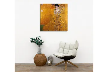 Canvastavla 45x45 cm - Porträtt av en kvinna i en gyllene klänning med dekorativa mönster - Guld / Svart / Vit - Inredning - Tavlor & posters - Canvastavla