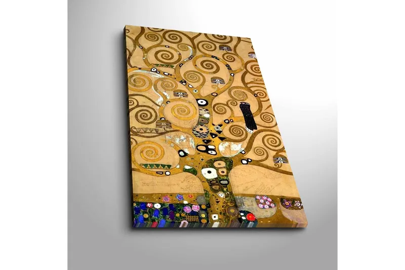 Canvastavla 45x70 cm - Spiralformad trädkomposition med dekorativa inslag - Guld / Brun / Svart - Inredning - Tavlor & posters - Canvastavla