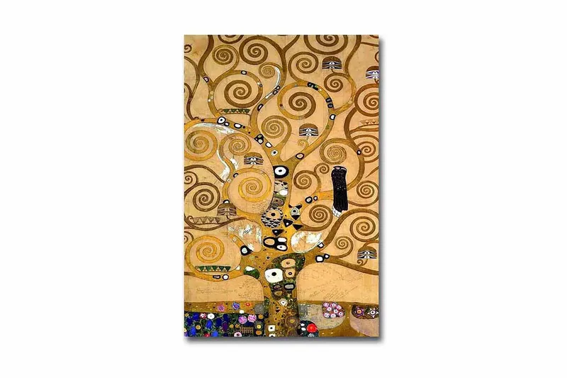 Canvastavla 45x70 cm - Spiralformad trädkomposition med dekorativa inslag - Guld / Brun / Svart - Inredning - Tavlor & posters - Canvastavla