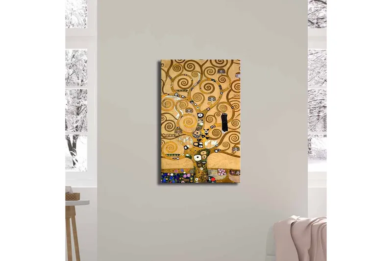 Canvastavla 45x70 cm - Spiralformad trädkomposition med dekorativa inslag - Guld / Brun / Svart - Inredning - Tavlor & posters - Canvastavla