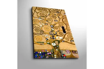 Canvastavla 45x70 cm - Spiralformad trädkomposition med dekorativa inslag - Guld / Brun / Svart - Inredning - Tavlor & posters - Canvastavla