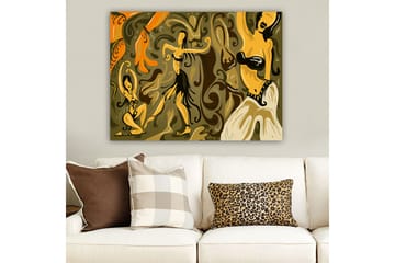 Canvastavla 70x100 cm - Abstrakt dansmotiv med kvinnliga figurer i livfulla poser - Guld / Brun / Olivgrön - Inredning - Tavlor & posters - Canvastavla