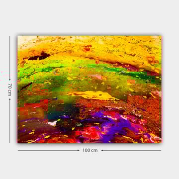 Canvastavla 70x100 cm - Abstrakt färgexplosion med dynamiska mönster och livliga nyanser - Gult / Grönt / Rött - Inredning - Tavlor & posters - Canvastavla