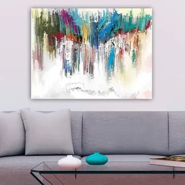 Canvastavla 70x100 cm - Abstrakt färgexplosion med inslag av blått och rött - Blå / Röd / Grön - Inredning - Tavlor & posters - Canvastavla