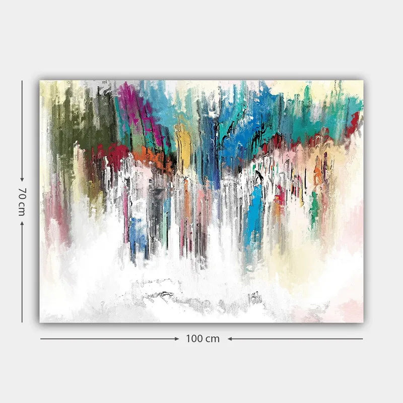 Canvastavla 70x100 cm - Abstrakt färgexplosion med inslag av blått och rött - Blå / Röd / Grön - Inredning - Tavlor & posters - Canvastavla