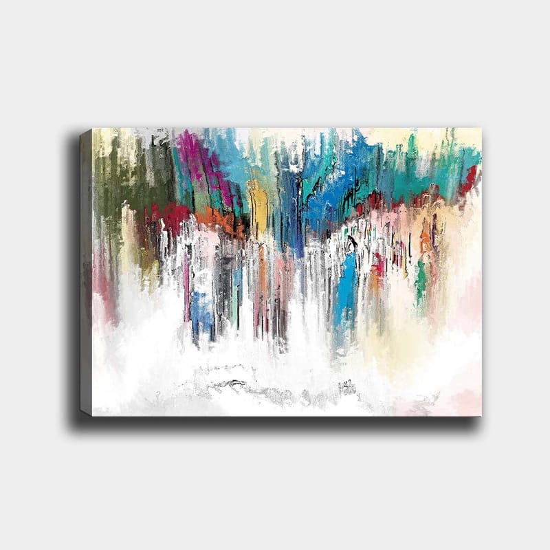 Canvastavla 70x100 cm - Abstrakt färgexplosion med inslag av blått och rött, Blå / Röd / Grön