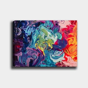 Canvastavla 70x100 cm - Abstrakt färgexplosion med virvlande mönster och dynamiska former - Blå / Grön / Röd - Inredning - Tavlor & posters - Canvastavla