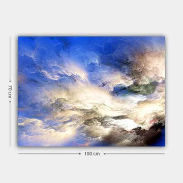 Canvastavla 70x100 cm - Abstrakt himmel med dramatiska molnformationer i olika nyanser - Blå / Vit / Grön - Inredning - Tavlor & posters - Canvastavla