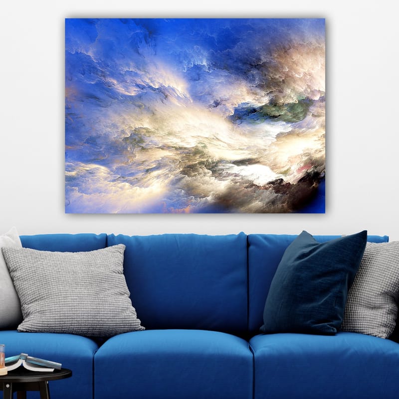 Canvastavla 70x100 cm - Abstrakt himmel med dramatiska molnformationer i olika nyanser - Blå / Vit / Grön - Inredning - Tavlor & posters - Canvastavla