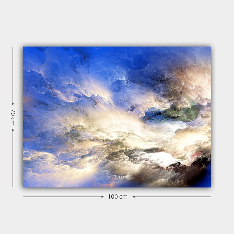 Canvastavla 70x100 cm - Abstrakt himmel med dramatiska molnformationer i olika nyanser - Blå / Vit / Grön - Inredning - Tavlor & posters - Canvastavla