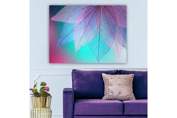 Canvastavla 70x100 cm - Abstrakt komposition av genomskinliga blad med en harmonisk färgpalett - Lila / Turkos / Rosa - Inredning - Tavlor & posters - Canvastavla