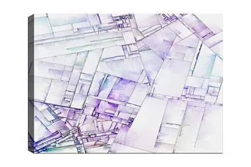 Canvastavla 70x100 cm - Abstrakt komposition av geometriska former i mjuka nyanser - Lila / Vit / Ljusblå - Inredning - Tavlor & posters - Canvastavla