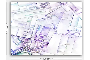 Canvastavla 70x100 cm - Abstrakt komposition av geometriska former i mjuka nyanser - Lila / Vit / Ljusblå - Inredning - Tavlor & posters - Canvastavla