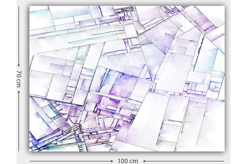 Canvastavla 70x100 cm - Abstrakt komposition av geometriska former i mjuka nyanser - Lila / Vit / Ljusblå - Inredning - Tavlor & posters - Canvastavla