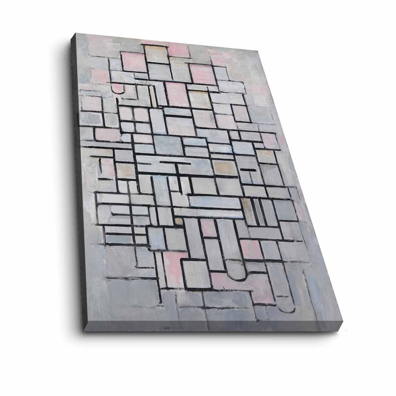 Canvastavla 70x100 cm - Abstrakt komposition av geometriska former i mjuka nyanser - Ljusgrå / Rosa / Svart - Inredning - Tavlor & posters - Canvastavla