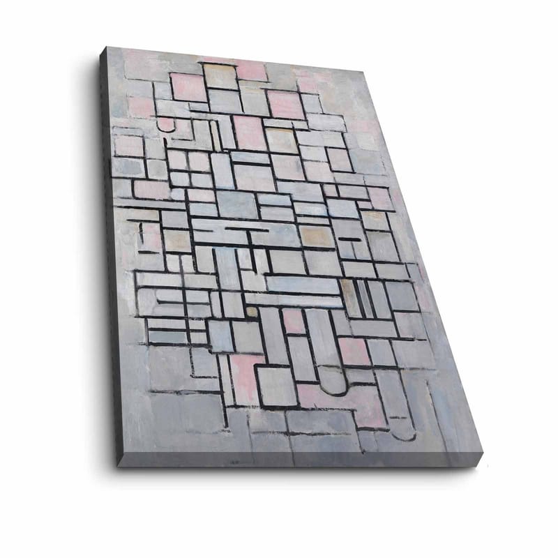 Canvastavla 70x100 cm - Abstrakt komposition av geometriska former i mjuka nyanser - Ljusgrå / Rosa / Svart - Inredning - Tavlor & posters - Canvastavla