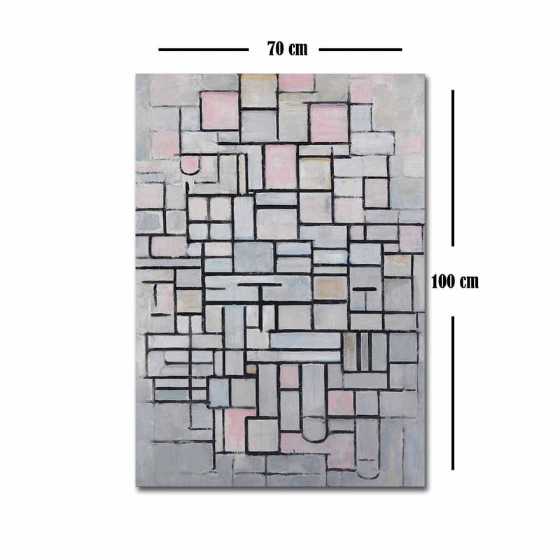 Canvastavla 70x100 cm - Abstrakt komposition av geometriska former i mjuka nyanser - Ljusgrå / Rosa / Svart - Inredning - Tavlor & posters - Canvastavla