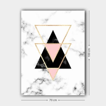 Canvastavla 70x100 cm - Abstrakt komposition av trianglar i olika färger och former - Svart / Rosa / Guld - Inredning - Tavlor & posters - Canvastavla