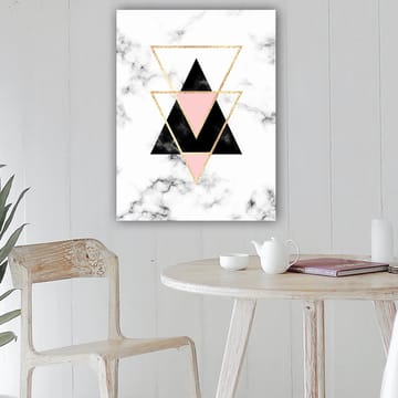 Canvastavla 70x100 cm - Abstrakt komposition av trianglar i olika färger och former - Svart / Rosa / Guld - Inredning - Tavlor & posters - Canvastavla