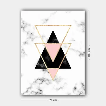 Canvastavla 70x100 cm - Abstrakt komposition av trianglar i olika färger och former - Svart / Rosa / Guld - Inredning - Tavlor & posters - Canvastavla