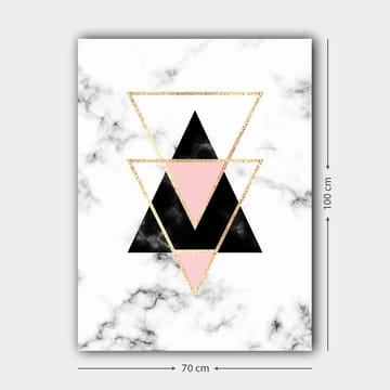 Canvastavla 70x100 cm - Abstrakt komposition av trianglar i olika färger och former - Svart / Rosa / Guld - Inredning - Tavlor & posters - Canvastavla