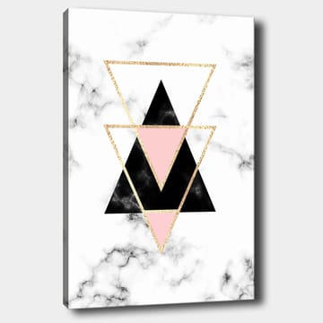 Canvastavla 70x100 cm - Abstrakt komposition av trianglar i olika färger och former - Svart / Rosa / Guld - Inredning - Tavlor & posters - Canvastavla