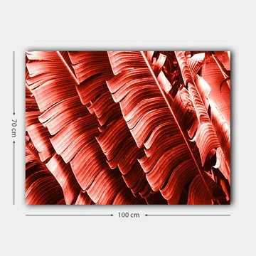 Canvastavla 70x100 cm - Abstrakt komposition av växtblad i djupa röda nyanser - Röd / Mörkröd - Inredning - Tavlor & posters - Canvastavla