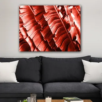 Canvastavla 70x100 cm - Abstrakt komposition av växtblad i djupa röda nyanser - Röd / Mörkröd - Inredning - Tavlor & posters - Canvastavla