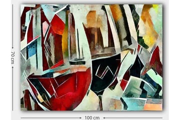 Canvastavla 70x100 cm - Abstrakt komposition av vinglas i olika former och färger - Röd / Svart / Blå - Inredning - Tavlor & posters - Canvastavla