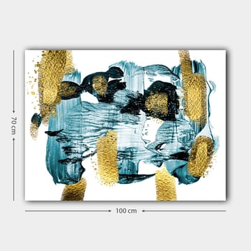Canvastavla 70x100 cm - Abstrakt komposition med blå och guldiga inslag som skapar en dynamisk känsla - Mörkblå / Guld / Ljusblå - Inredning - Tavlor & posters - Canvastavla