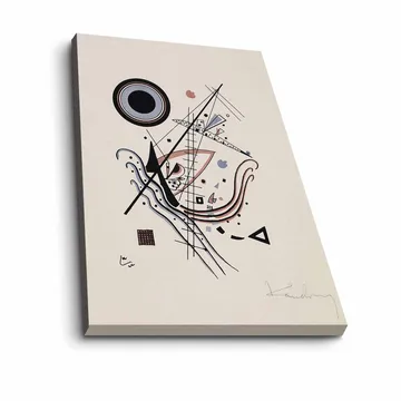 Canvastavla 70x100 cm - Abstrakt komposition med cirklar och linjer i harmonisk balans - Svart / Röd / Blå - Inredning - Tavlor & posters - Canvastavla